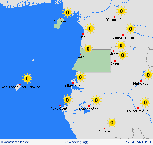 uv-index Äquatorialguinea Afrika Vorhersagekarten