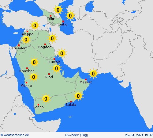 uv-index  Asien Vorhersagekarten