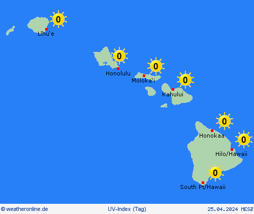 uv-index Hawaii Ozeanien Vorhersagekarten
