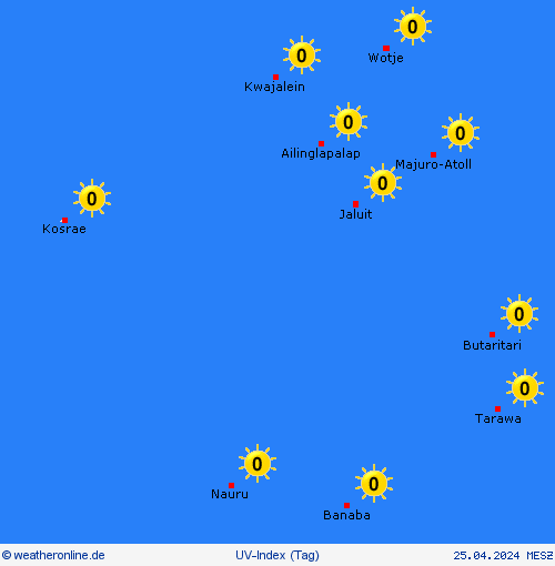 uv-index Marshallinseln Ozeanien Vorhersagekarten