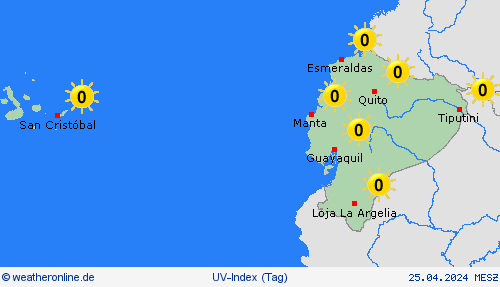 uv-index Ecuador Südamerika Vorhersagekarten