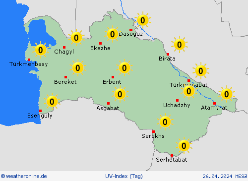 uv-index Turkmenistan Asien Vorhersagekarten