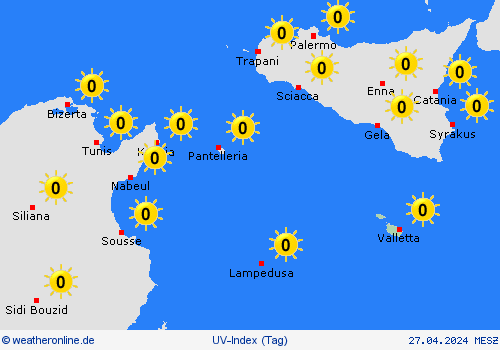 uv-index Malta Europa Vorhersagekarten