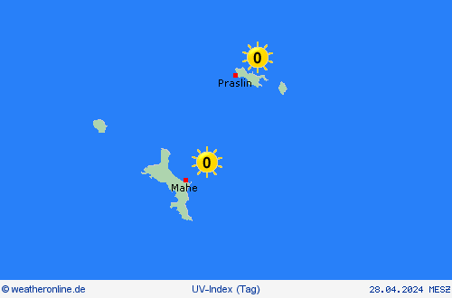 uv-index Seychellen Afrika Vorhersagekarten
