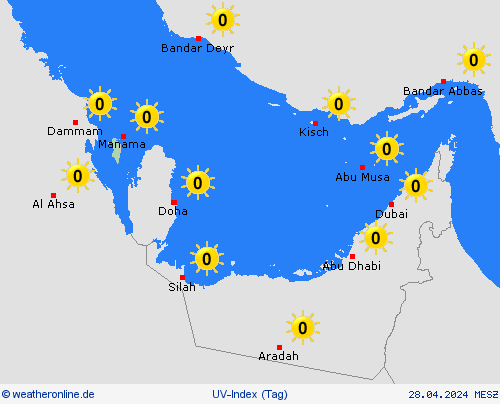 uv-index Bahrain Asien Vorhersagekarten