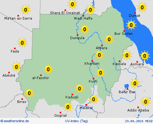 uv-index Sudan Afrika Vorhersagekarten