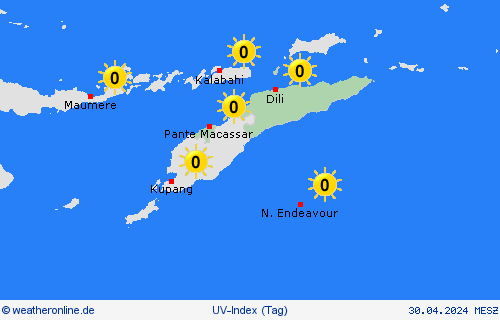 uv-index Osttimor Asien Vorhersagekarten