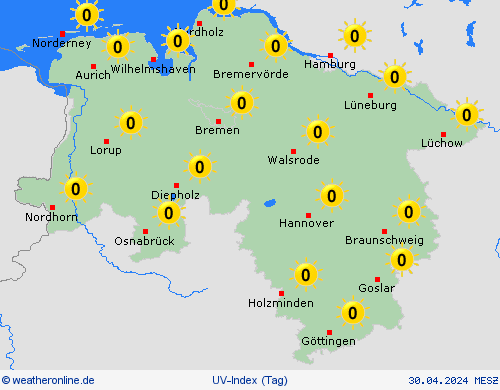uv-index  Deutschland Vorhersagekarten