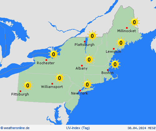 uv-index  Nordamerika Vorhersagekarten