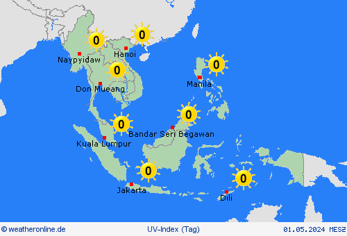 uv-index  Asien Vorhersagekarten