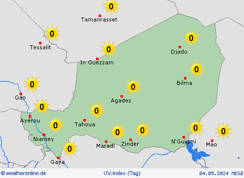 uv-index Niger Afrika Vorhersagekarten