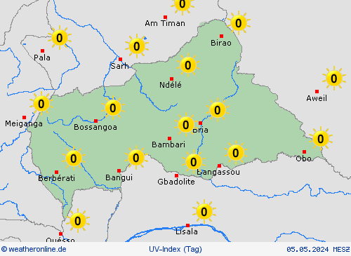 uv-index Zentralafrikanische Republik Afrika Vorhersagekarten