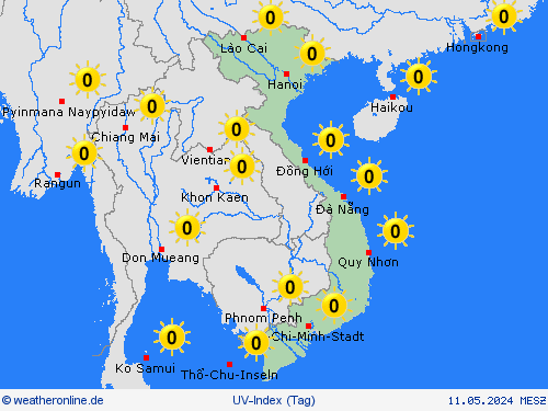 uv-index Vietnam Asien Vorhersagekarten