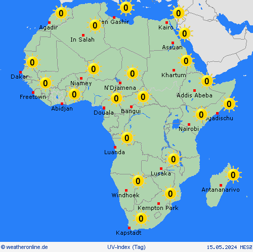 uv-index  Afrika Vorhersagekarten