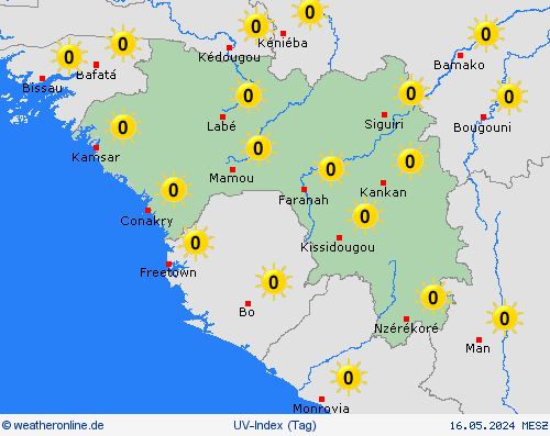 uv-index Guinea Afrika Vorhersagekarten