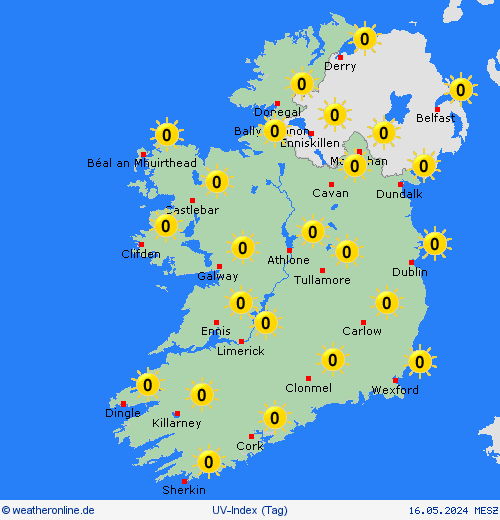 uv-index Irland Europa Vorhersagekarten