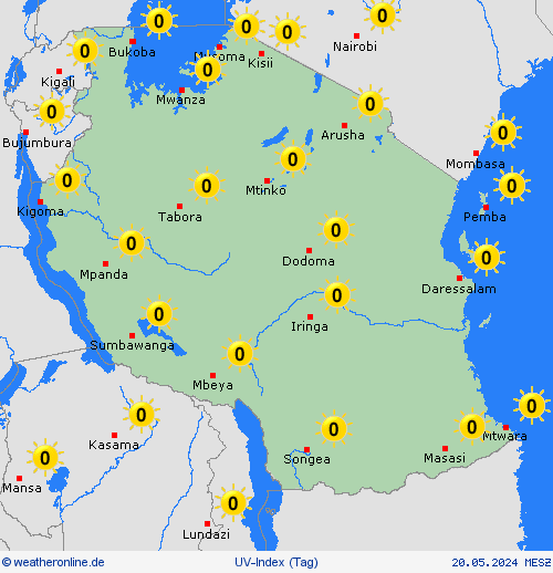 uv-index Tansania Afrika Vorhersagekarten