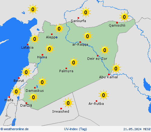 uv-index Syrien Asien Vorhersagekarten