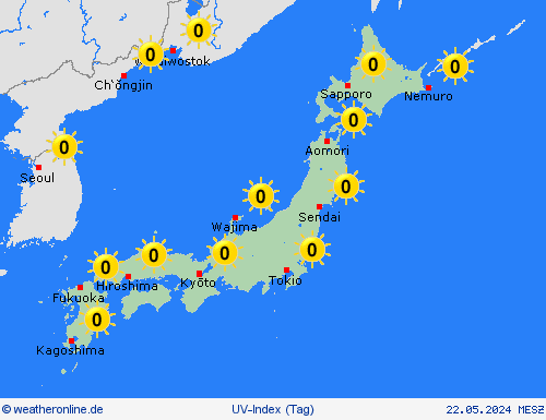 uv-index Japan Asien Vorhersagekarten