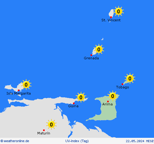 uv-index Trinidad und Tobago Südamerika Vorhersagekarten