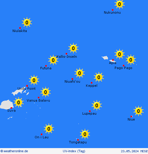 uv-index Wallis und Futuna Ozeanien Vorhersagekarten