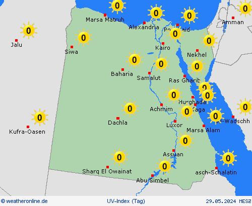 uv-index Ägypten Afrika Vorhersagekarten