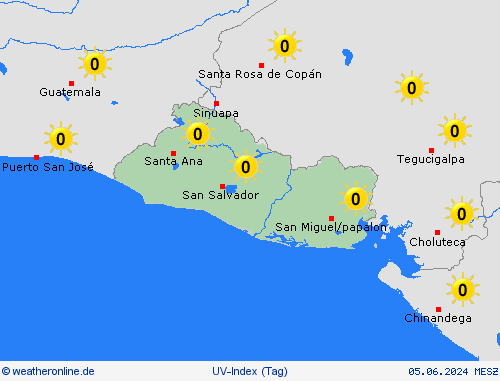 uv-index El Salvador Mittelamerika Vorhersagekarten