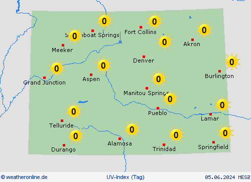 uv-index Colorado Nordamerika Vorhersagekarten