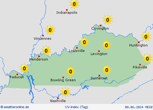 uv-index Kentucky Nordamerika Vorhersagekarten