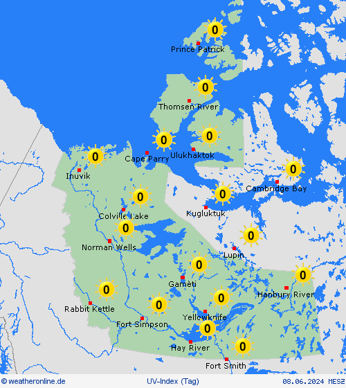 uv-index Nordwest-Territorien Nordamerika Vorhersagekarten