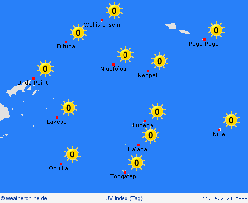 uv-index Tonga Ozeanien Vorhersagekarten