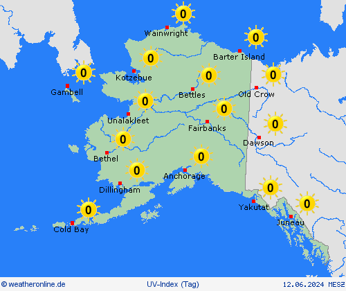 uv-index Alaska Nordamerika Vorhersagekarten