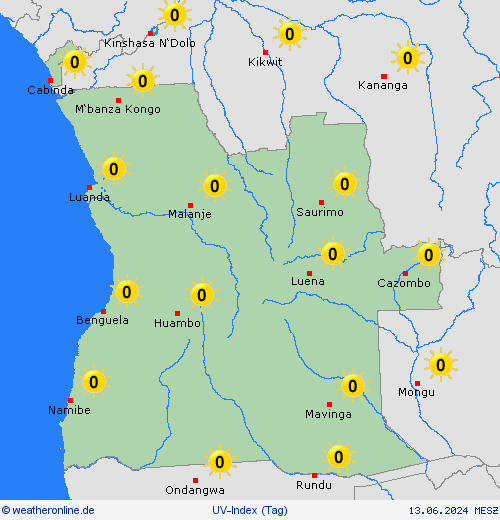 uv-index Angola Afrika Vorhersagekarten