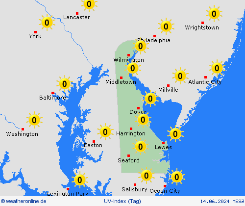 uv-index Delaware Nordamerika Vorhersagekarten