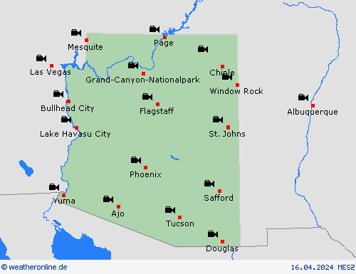 webcam Arizona Nordamerika Vorhersagekarten