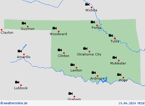 webcam Oklahoma Nordamerika Vorhersagekarten