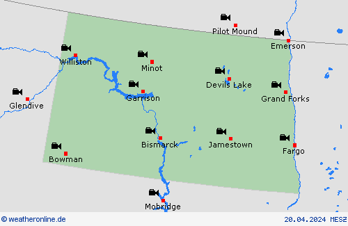 webcam North Dakota Nordamerika Vorhersagekarten