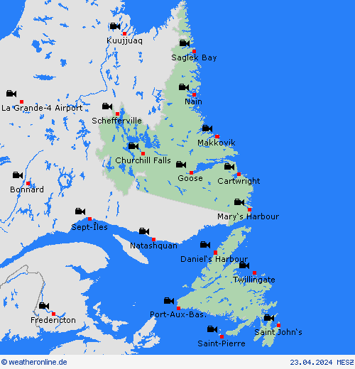 webcam Neufundland Nordamerika Vorhersagekarten