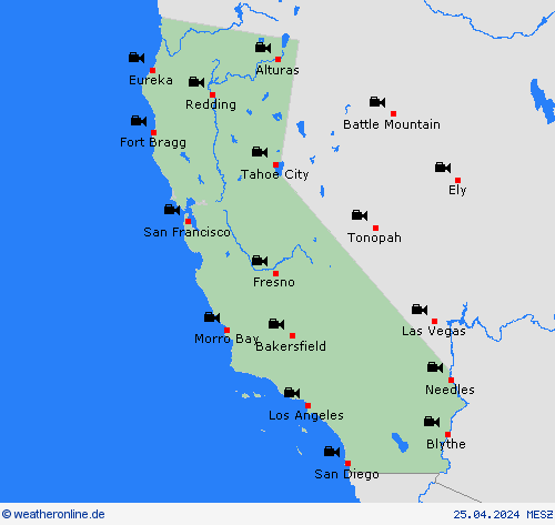 webcam Kalifornien Nordamerika Vorhersagekarten