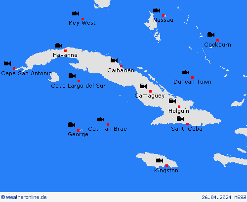 webcam Kaimaninseln Mittelamerika Vorhersagekarten