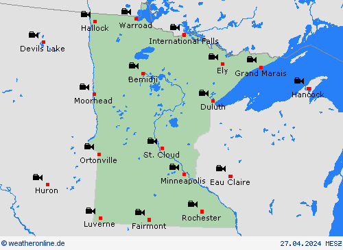 webcam Minnesota Nordamerika Vorhersagekarten