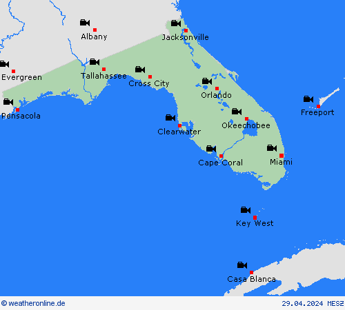 webcam Florida Nordamerika Vorhersagekarten