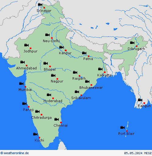 webcam Indien Asien Vorhersagekarten
