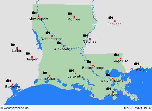 webcam Louisiana Nordamerika Vorhersagekarten