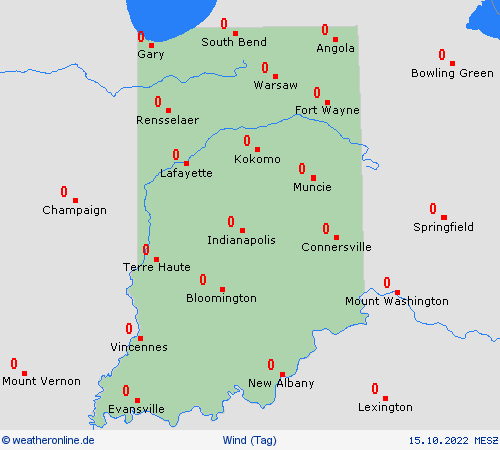 wind Indiana Nordamerika Vorhersagekarten