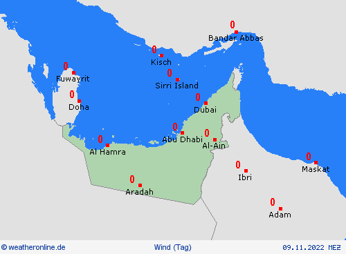 wind Vereinigte Arabische Emirate Asien Vorhersagekarten