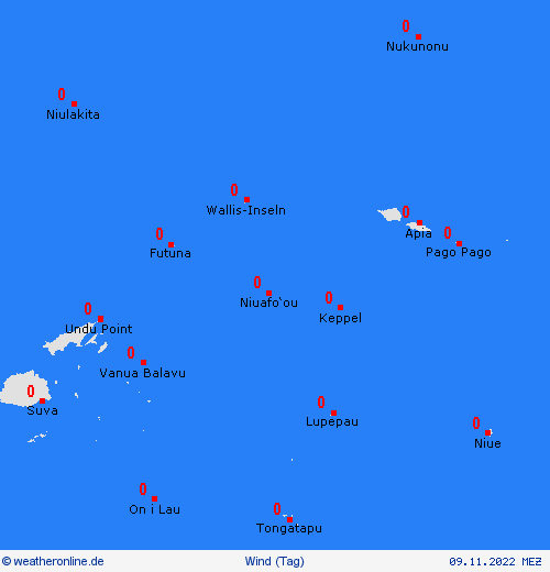 wind Wallis und Futuna Ozeanien Vorhersagekarten