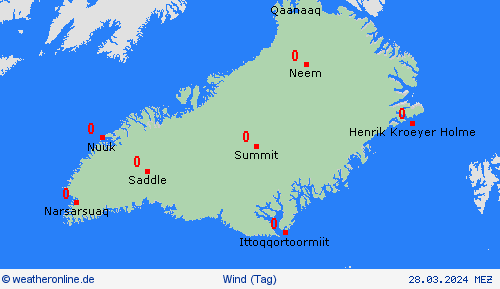 wind Grönland Europa Vorhersagekarten