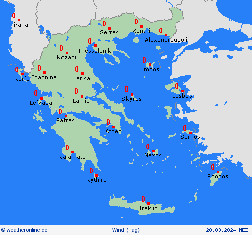 wind Griechenland Europa Vorhersagekarten
