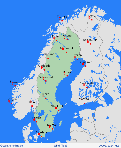 wind Schweden Europa Vorhersagekarten